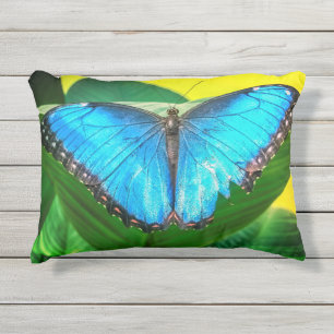 Coussin D'extérieur Papillon bleu Morpho Floral Nature Art