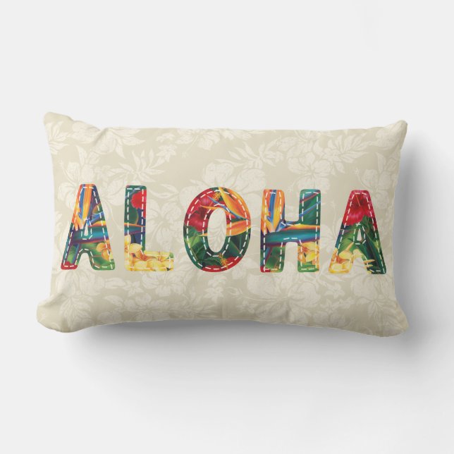 Coussin D'extérieur Paradis tropical Hawaï Faux Aloha Applique (Recto)