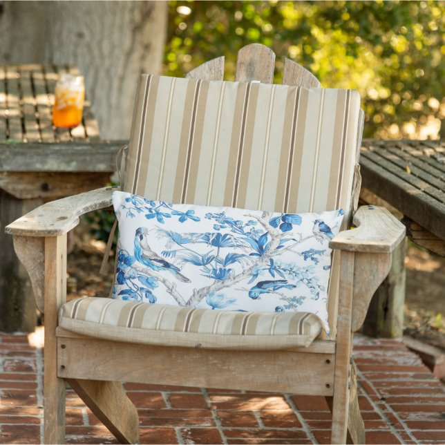 Coussin D'extérieur Patio de la Chinoiserie Bleue et Blanche (Chaise)