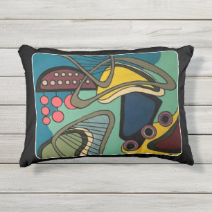 Coussin D'extérieur Peinture aquatique abstraite moderne de la "moiti