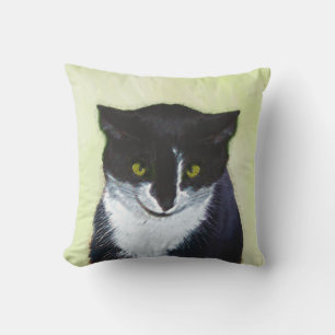 Coussin D'extérieur Peinture de chat Tuxedo - Cute Original Cat Art