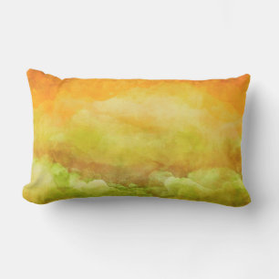 Coussin D'extérieur Peinture moderne, paysage abstrait, jaune, vert