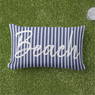 Coussin D'extérieur Plage/nautique/bleu côtier rayé