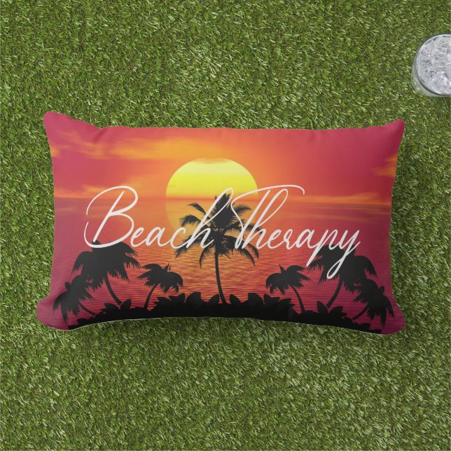 Coussin D'extérieur Plage Thérapie coucher de soleil sable détente ora (Herbe)