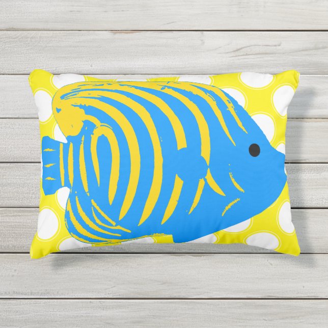 Coussin D'extérieur Poissons bleus et jaunes (Devant)