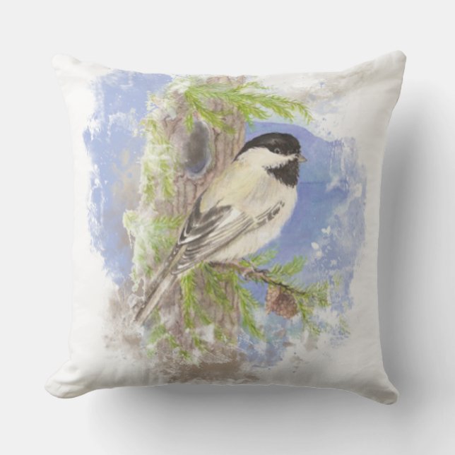 Coussin D'extérieur Poulet d'Aquarelle dans la nature des oiseaux des  (Recto)
