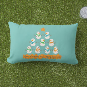 Coussin D'extérieur Pyramide des sapins de Noël faite de bonhommes de 
