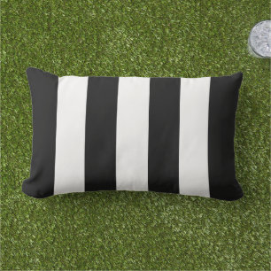 Coussin D'extérieur Rayure large cabana noir et blanc gras