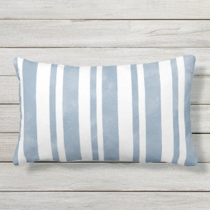 Coussin D'extérieur Rayures bleues d'aquarelle d'ardoise