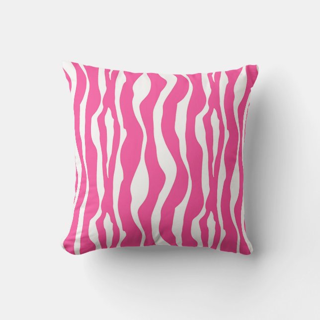 Coussin D'extérieur Rayures de zèbre - rose fuchsia et blanc (Recto)