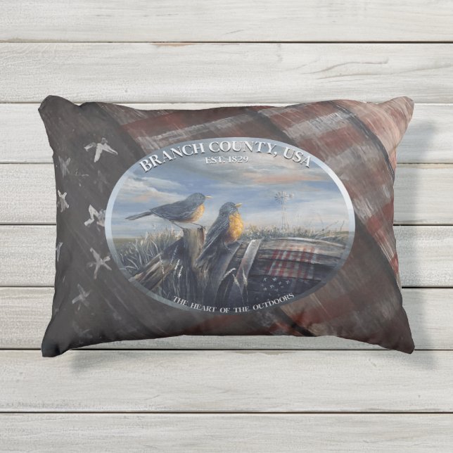 Coussin D'extérieur Robin Branch Co. MICH. (Devant)