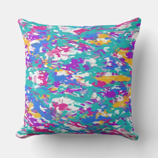 Coussin D'extérieur Robin's Egg Blue et Fuchsia Spin Art 3987 (Recto)