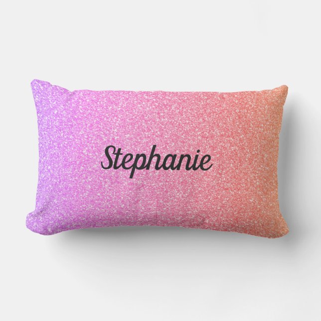 Coussin D'extérieur Rose Parties scintillant or rose Ombre Sparkle Nom (Recto)