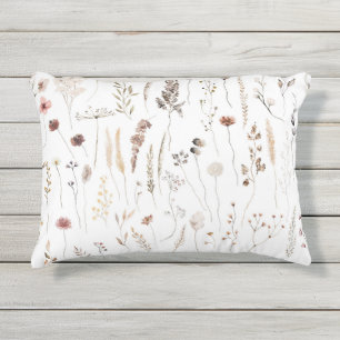 Coussin D'extérieur Rouge Poussiéreux Rose Terracotta Fleurs Séchées