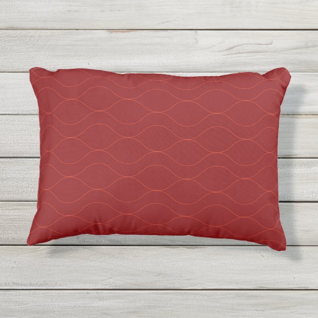 Coussin D'extérieur Rouge, simple, élégant, cool vague abstraction art (Dos)