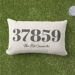 Coussin D'extérieur Rustique Agritourisme Code zip Beige Monogramme ex
