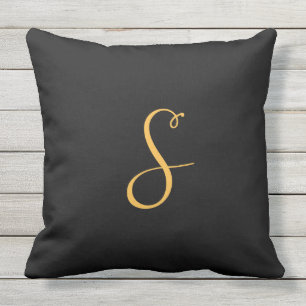 Coussin D'extérieur S or sur monogramme noir