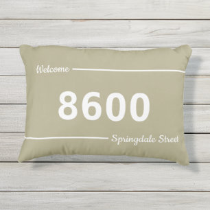 Coussin D'extérieur Sage Green et White House Numéros Adresse de rue