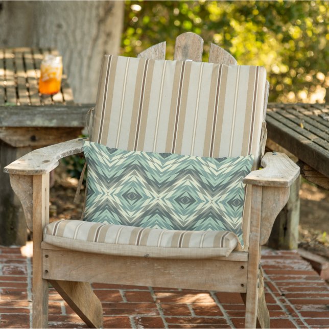 Coussin D'extérieur Sage Seafoam Vert Beige Gris Brown Art Tribal (Chaise)