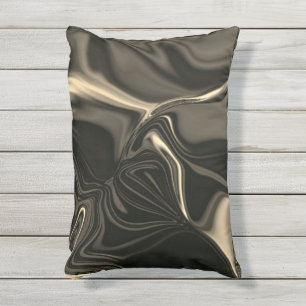 Coussin D'extérieur Sépia métallique ondulé sur arrière - plan foncé