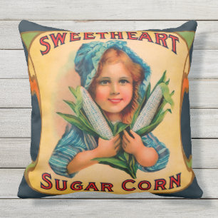 Coussin D'extérieur SUCRE SUCRE SUCRE SUCRE CORN étiquette vintage Je