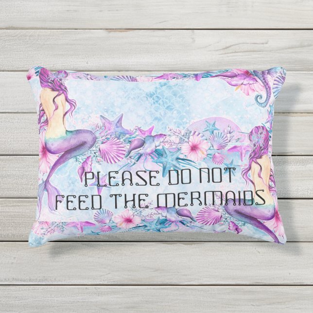 Coussin D'extérieur Svp n'alimentez pas aux sirènes l'aqua de lavande (Devant)