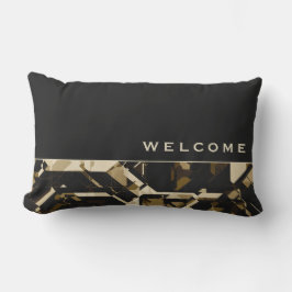 Coussin D'extérieur Tan noir et beige Abstrait géométrique | Bienvenue
