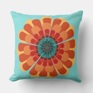 Coussin D'extérieur Terracotta & Fleur Turquoise