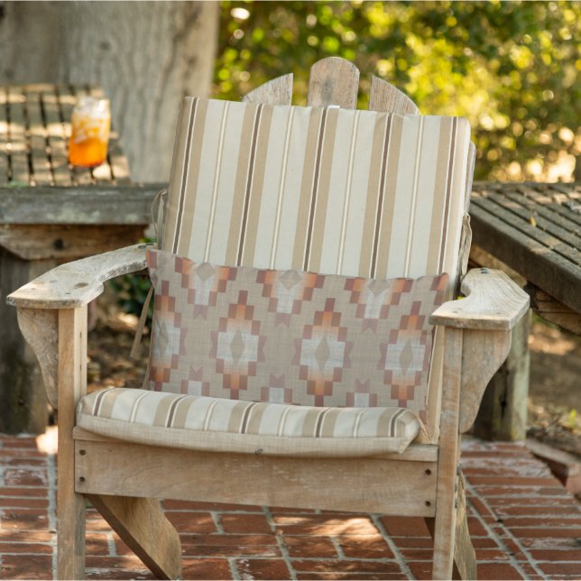 Coussin D'extérieur Terracotta Orange Taupe Rust gris Brown Art Tribal (Chaise)