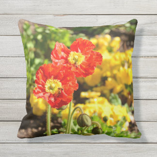 Coussin D'extérieur throwpillow extérieur de pavots oranges
