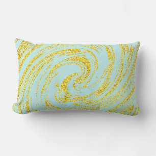 Coussin D'extérieur Tourbillons bleus Abstraits Or Doré Paillettes Nau