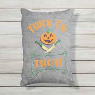 Coussin D'extérieur Tracer ou traiter les os croisés Halloween visage