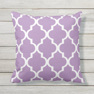 Coussin D'extérieur Trellis extérieur pourpre de Quatrefoil de