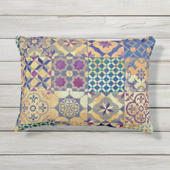 Coussin D'extérieur Tuiles traditionnelles méditerranéennes et (Dos)