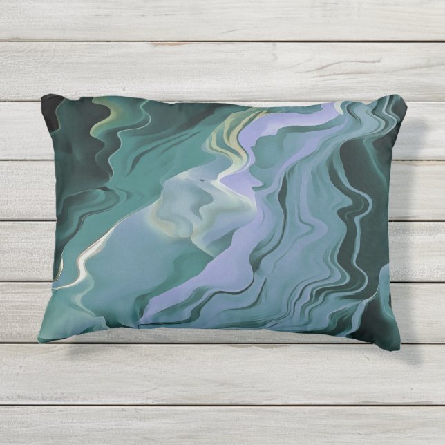 Coussin D'extérieur Turbulence bleue Acrylique pour l'art Abstrait (Dos)