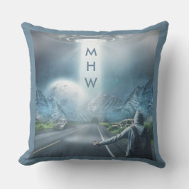 Coussin D'extérieur UFO Hitchhiker personnalisé monogramme jetez oreil