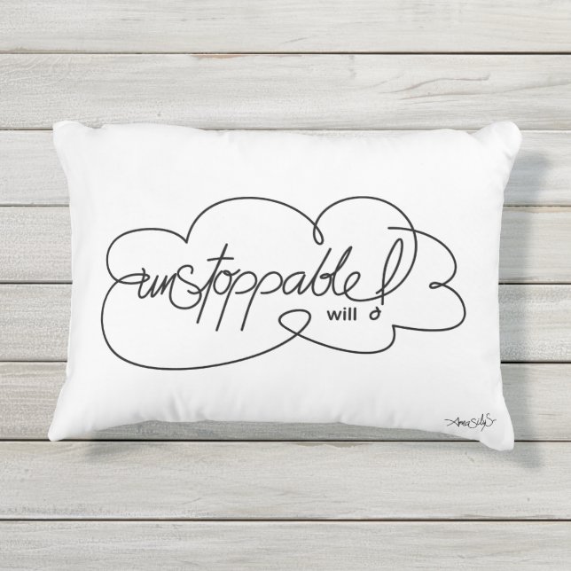 Coussin D'extérieur UnSTOPPABLE will - Bold CloudS - Black Script (Dos)