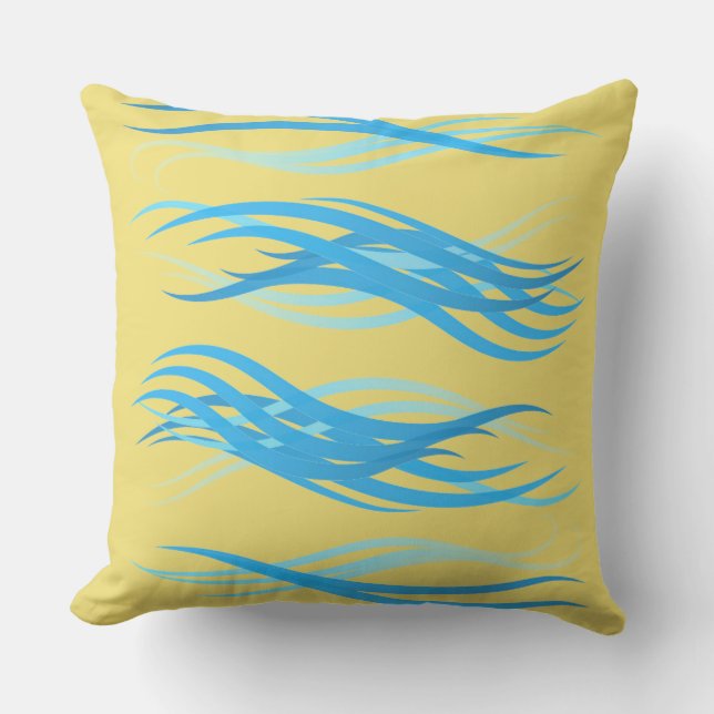 Coussin D'extérieur Vagues d'oreillers bleues à l'extérieur (Recto)
