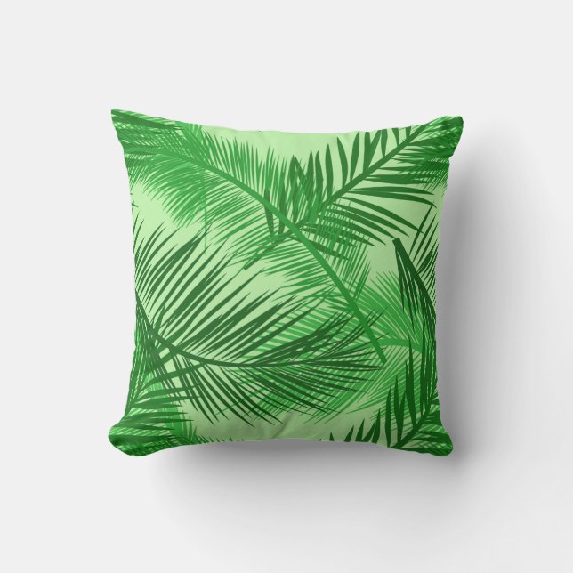 Coussin D'extérieur Vert de chaux en feuille de palmier d'impression, (Recto)
