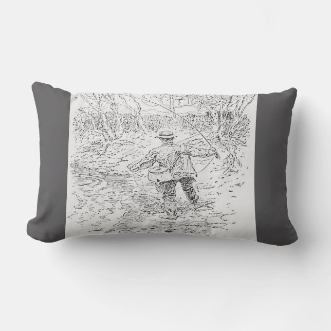 Coussin D'extérieur "Vintage Fly Fisherman" (Recto)