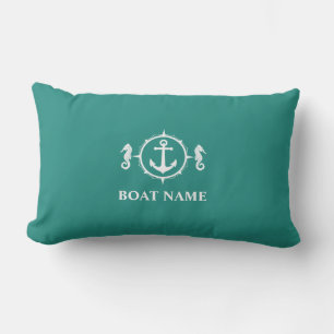 Coussin D'extérieur Votre nom de bateau Seahorse Ancre sh0b