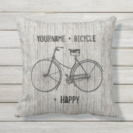 Coussin D'extérieur Vous plus la bicyclette égale la planche en bois