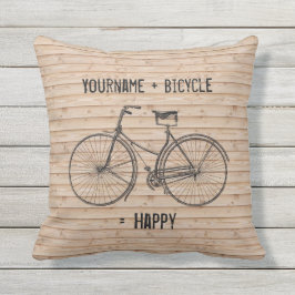 Coussin D'extérieur Vous plus la bicyclette égale le beige en bois