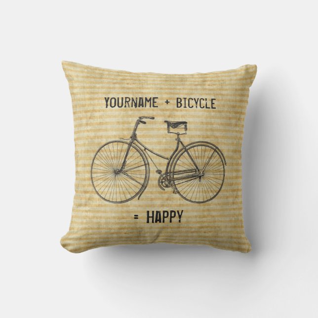 Coussin D'extérieur Vous plus la bicyclette égale le jaune antique (Recto)
