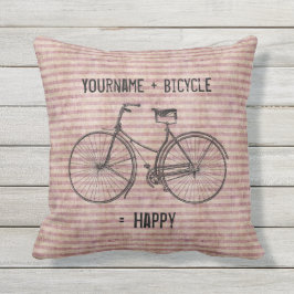 Coussin D'extérieur Vous plus la bicyclette égale le rose antique