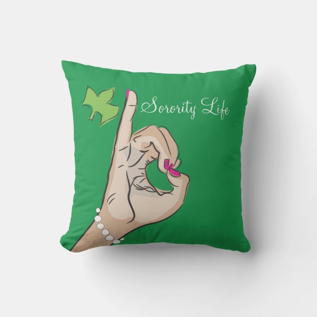 Coussin D'extérieur Vraies jolies filles roses et carreau vert (Recto)