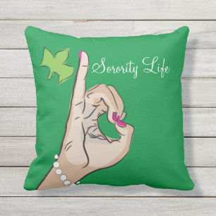 Coussin D'extérieur Vraies jolies filles roses et carreau vert