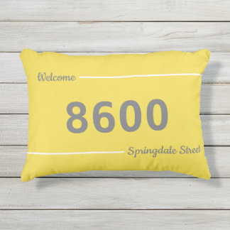 Coussin D'extérieur Yellow, Grey et White House Numéro Adresse municip