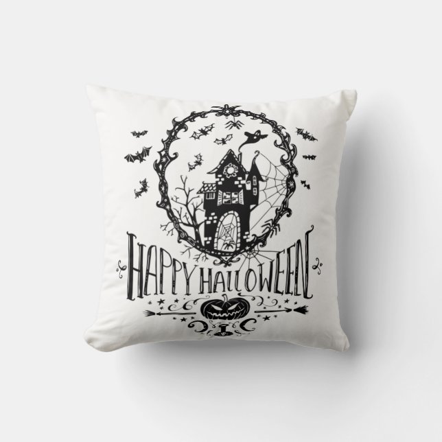 Coussin d'Halloween noir et blanc (Recto)