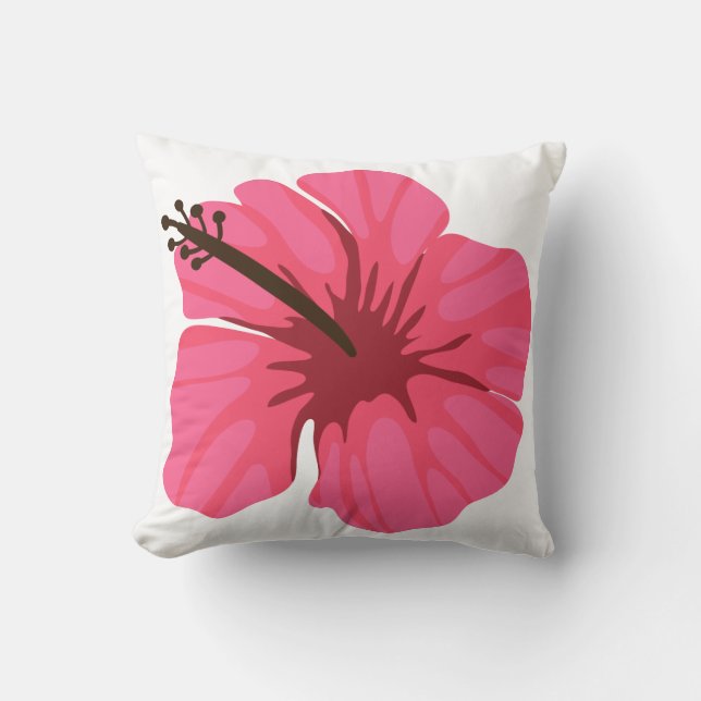 Coussin d'hibiscus rose et jaune (Recto)